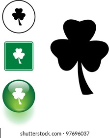 clover or shamrock symbol sign and button