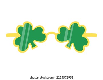 Clover Shaped Glasses isolated on white background. St. Patrick's Day symbol. Festive accessory for March 17. 