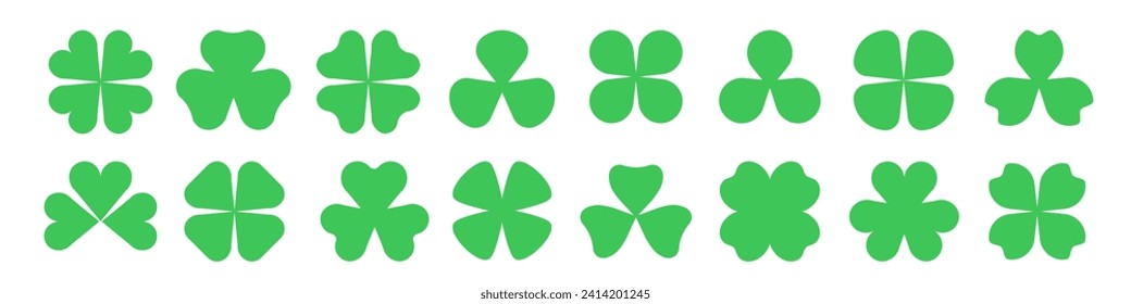 Clover shapes. Clover icon set. Shamrock icons. Shamrock shapes. 