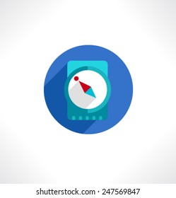 Clover sign icon. Saint Patrick symbol. Circle flat button with shadow. Modern website navigation. Vector.