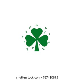 Clover silhouette isolated. Trefoil element in trendy material style. Shamrock sign - vector symbol of Ireland, luck and fortune. Irish native plant emblem. Saint Patrick's Day vector illustration.
