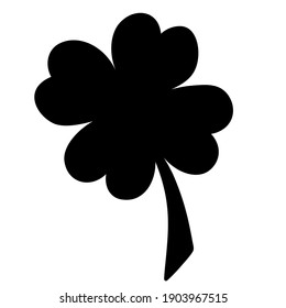 
Clover. Silhouette. A leaf that brings good luck. Four-leafed. Vector illustration. Isolated white background. A plant that is a lucky sign to find. Four sheets. Saint Patrick Day. 
