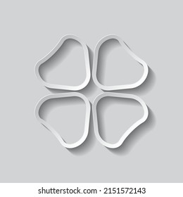 Clover simple icon. Flat design. Paper style with shadow. Gray background.ai