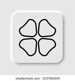 Clover simple icon. Flat desing. Neumorphism design.ai