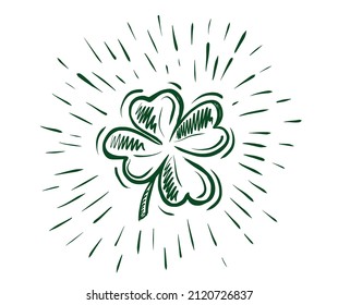 Clover, St. Patrick's Day. Hand drawn illustrations. Vector.	