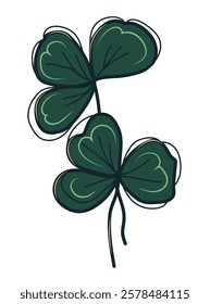 Clover, St. Patrick's Day. Vector clipart illustration on isolated background.