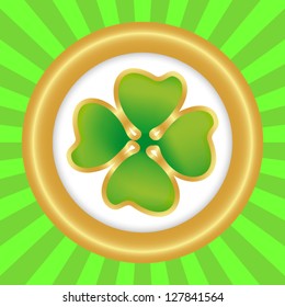 Clover symbol of the day of St. patrika in round frame
