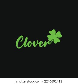 Clover Text and Leaf combination typhography vector