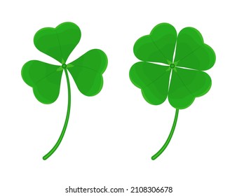 Clover with three and four leaves. Good luck symbol.