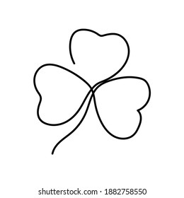 Clover with three leaves icon in line art style