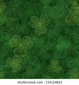 clover with three leaves pattern, dark green background