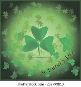 Clover with three leaves pattern, dark green background.