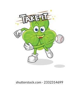 the clover throwing baseball vector. cartoon character