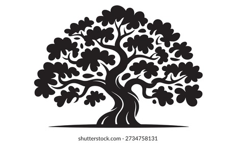 Ilustración de silueta de árbol de trébol sobre fondo blanco