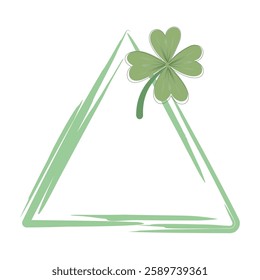 Clover Triangle Frame with Green Brush Stroke Design for St. Patrick's Day
