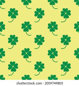 
Clover vector flower seamless yellow background, trendy abstraction