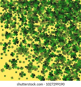 Clover vector four leaf is a confetti which consist of many isolated elements. Stylish and beautiful clover vector Four leaf. Can be used as poster, border, background, wallpaper, card and etc