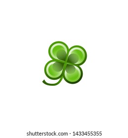 Clover Vector Icon. Isolated Four Leaf Clover Emoji, Emoticon, Illustration