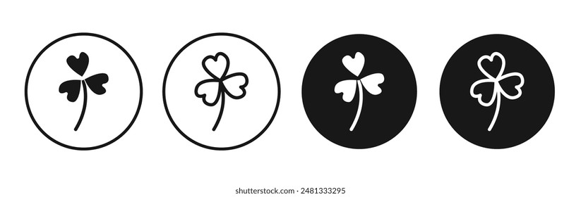 Clover vector icon set black filled and outlined style.