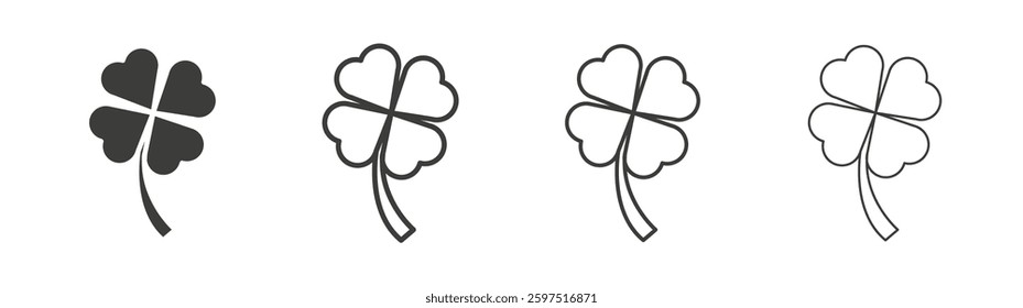 Clover vector icon set in black and white color.