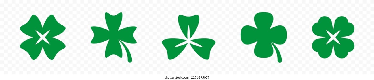 Clover vector icon. Shamrock icons isolated on transparent background.