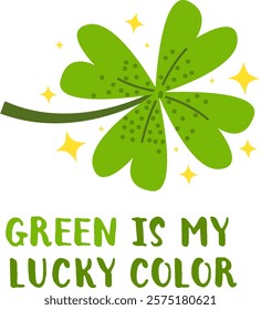Clover Vector Illustration. St. Patrick’s Day Funny Sticker.