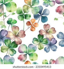 Clover watercolor background. Seamless pattern. Vector illustration