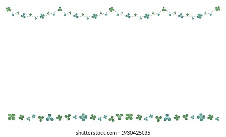Clover watercolor illustration. background material. Top and bottom decorative frame, garland (16:9 ratio)