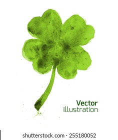 Clover watercolor vector illustration.