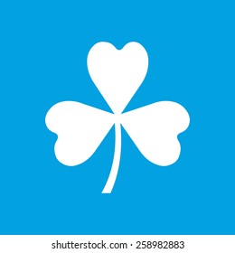 Clover web white icon isolated on a blue background. Vector symbol