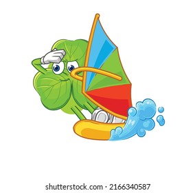 the clover windsurfing character. mascot vector