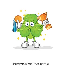 the clover winner with trophie. cartoon character