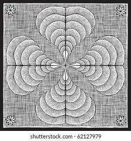 clover woodcut