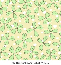 Cloverleaf background pattern. leaf background pattern. pastel abstact pattern. Summer pattern. Vector illustration.