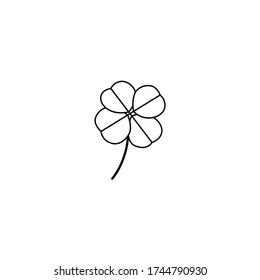 Cloverleaf black line illustration. minimalist tattoo