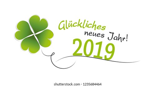 cloverleaf with german text glückliches neues jahr means happy new year