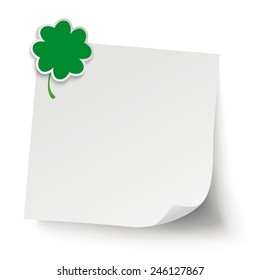 Cloverleaf with gray sticker on the gray background. Eps 10 vector file.