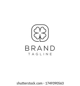 Cloverleaf Logo Template in Square with Minimalist Line Style