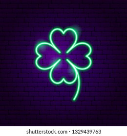 Cloverleaf Neon Sign. Vector Illustration of Game Promotion.