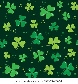 Cloverleaf seamless pattern for St Patrick's Day. Good for wrapping paper, wall paper, backgound and decoration.