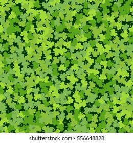 Cloverleaf Shamrock Green Seamless Saint Patrick's Day Pattern Background. Pattern Texture can be used for Wallpapers, Fills, Web Page, Surface, Wrapping Paper, etc.