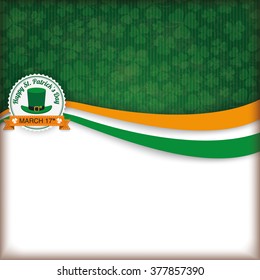 Cloverleafs background for St. Patrick's Day with banner and emblem. Eps 10 vector file.
