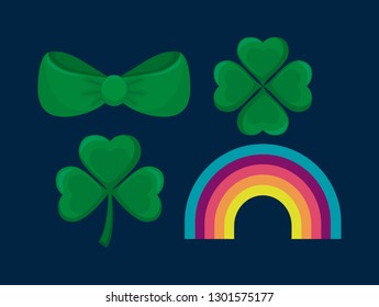 clovers with bow and rainbow