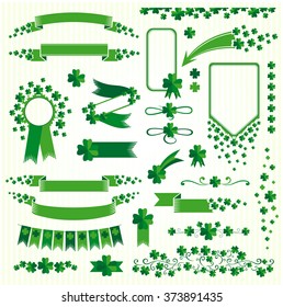 Clovers design elements set. St. Patrick's Day vector decorations.