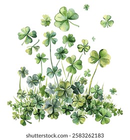 clovers falling from the sky vector illustration in watercolor style