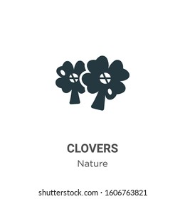 Clovers glyph icon vector on white background. Flat vector clovers icon symbol sign from modern nature collection for mobile concept and web apps design.
