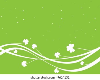 Clovers with Green Abstract Background Vector Illustration