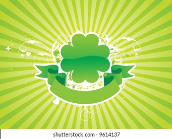 Clovers with Green Abstract Background Vector Illustration