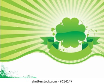 Clovers with Green Abstract Background Vector Illustration