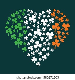 Clovers heart for St. Patrick's Day. Vector illustration